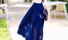 蓝色雪纺半身长裙如何搭配上衣？